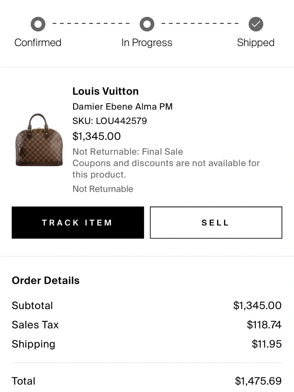 Louis Vuitton Damier ebene Alma PM